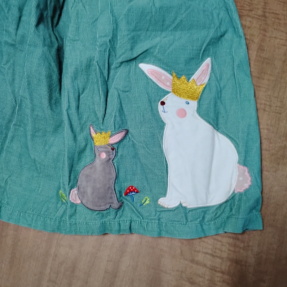 Baby Boden Teal Bunny Easter Pinnie Dress